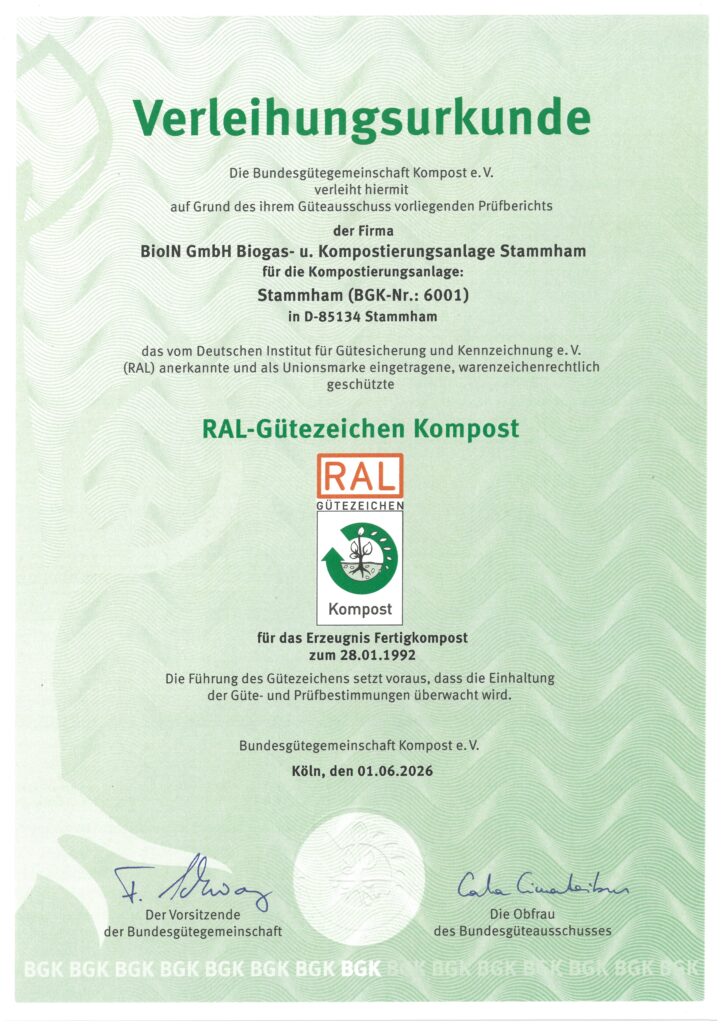 BioIN_Verleihungsurkunde_RAL-Gütezeichen Kompost_Fertigkompost_06.2026